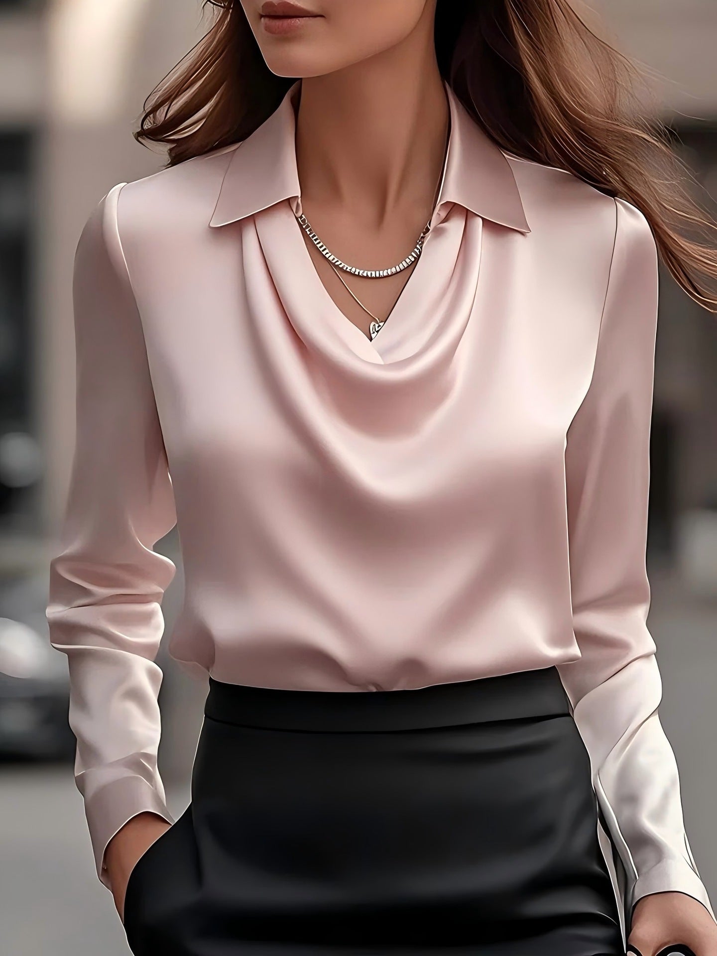 Elegant Swing Collar Women's Shirt Top