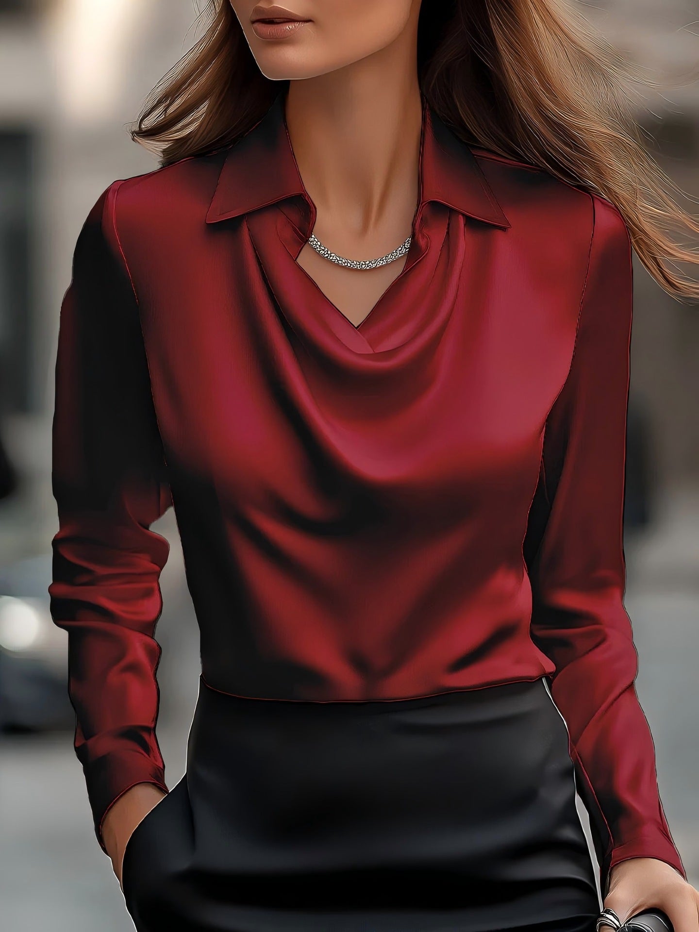 Elegant Swing Collar Women's Shirt Top