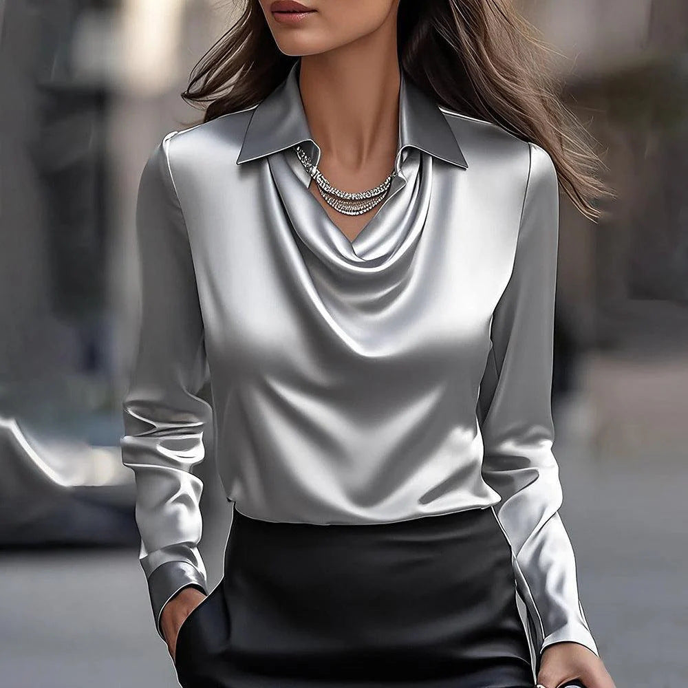 Elegant Swing Collar Women's Shirt Top